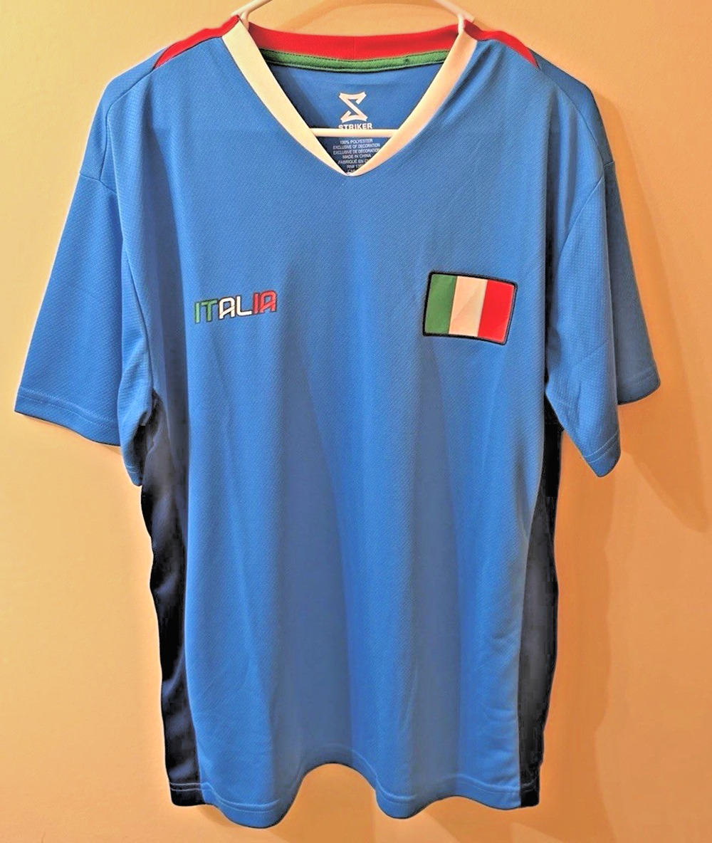 Striker Italia Italy Soccer Jersey Shirt Mens L/G Blue